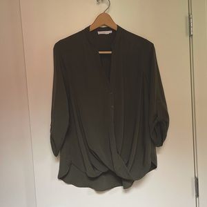 Lush Cross Front Button Blouse